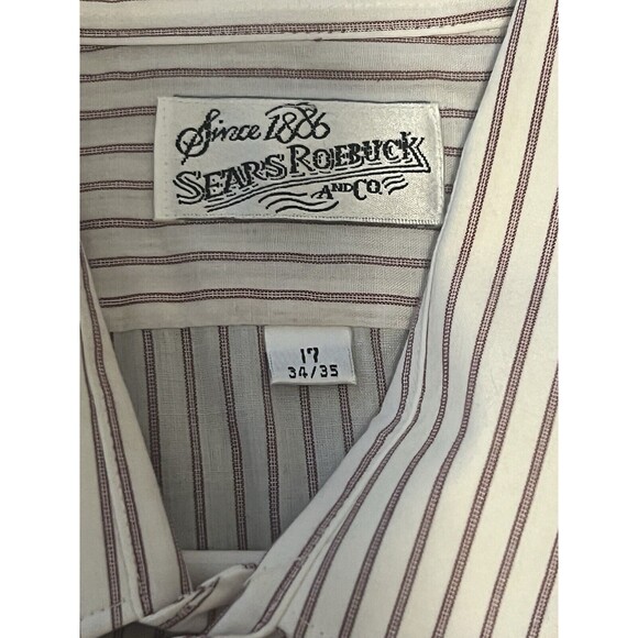 Vintage Sears Roebuck Co 90s Y2K Striped Button Down Shirt Men's Size 17 34/35 - Picture 3 of 4